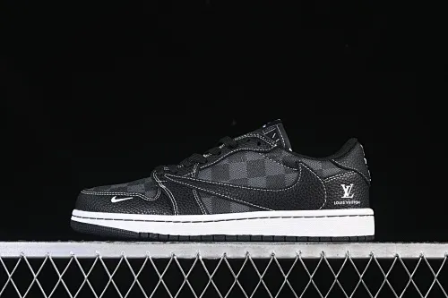 All categories Air Jordan Jordan series basketball shoes Air Jordan 1 Low High-end customized low-top sneakers Travis Scott x Fragment Design x Air Jordan 1 Low OG SP AJ1 Joe 1 LV joint black square pattern low-top cultural casual sneakers DZ5899-008